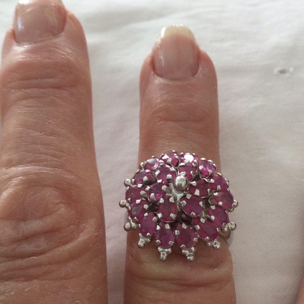 Real Ruby Ring, Dome Shape Silver Setting - image 1